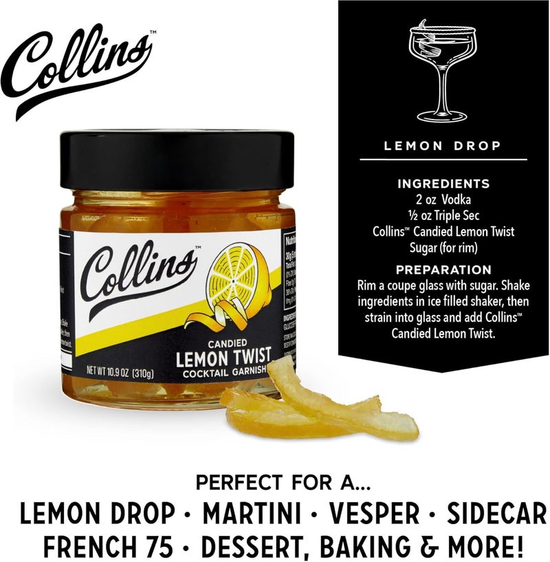 Collins Candied Lemon Twist in Syrup - 10.9oz Cocktail Garnish - Image 3